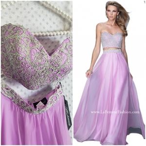 NWT La Femme Prom 2-Piece Gown Maxi Dress Bustier Size 4 Princess